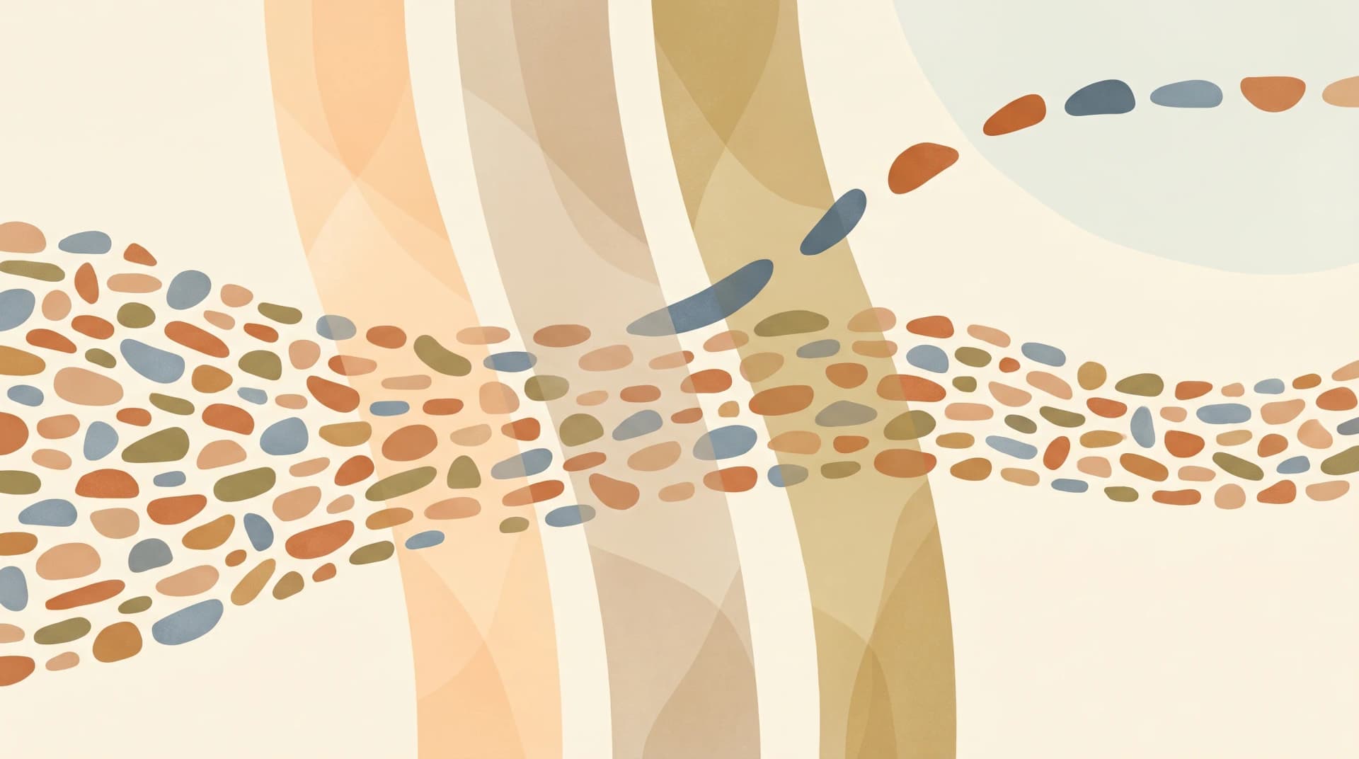 Editorial illustration depicting a stream of financial transactions flowing through a layered AI detection system that surfaces anomalies for human review